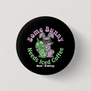  Een Konijn Heeft IJskoude Koffie Nodig Retro Lent Ronde Button 3,2 Cm