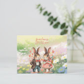 Een konijn houdt van je, meneer en mevrouw. briefkaart (Staand voorkant)