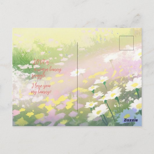 Een konijn houdt van je, meneer en mevrouw. briefkaart (Achterkant)