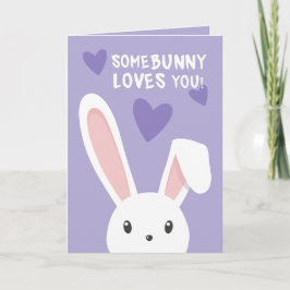 Een konijn houdt van jou Hartjes Paarse Valentijns Kaart