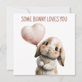 Een konijn houdt van jou met hartballon kaart