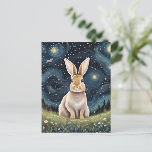 Een konijn in de Sterrennacht Briefkaart (Staand voorkant)