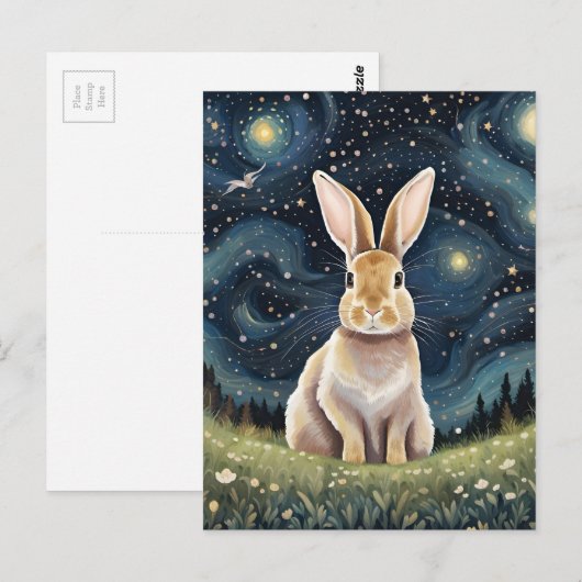 Een konijn in de Sterrennacht Briefkaart (Voorkant / Achterkant)