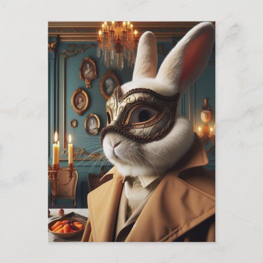 Een konijn in een masker briefkaart (Voorkant)