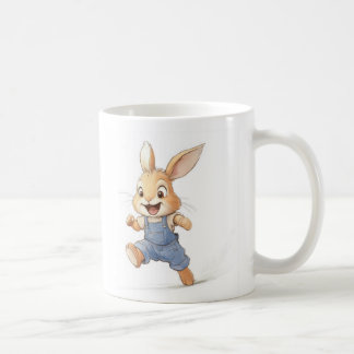 Een konijn in heldere overalls koffiemok