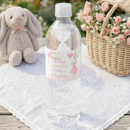 Een Konijn is Eén Roze Strik Coquette Ballerina Waterfles Etiket
