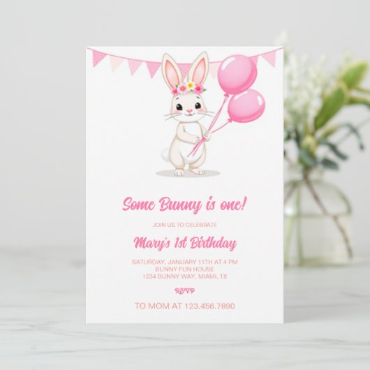 Een konijn is een uitnodiging, een konijn draait z feestdagenkaart (Staand voorkant)