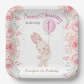 Een konijn is er één! Meisje Roze 1e verjaardag Papieren Bordje (Voorkant)