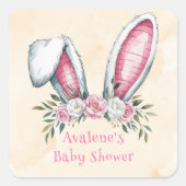 Een konijn is onderweg! Baby Shower Vierkante Sticker (Voorkant)