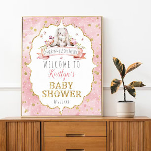 Een konijn is onderweg! Baby shower Welkom Poster