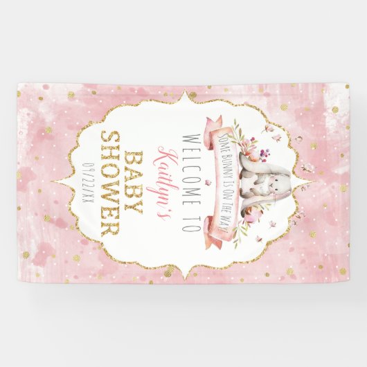 Een konijn is onderweg! Baby shower Welkom Spandoek (Horizontaal)