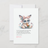 Een konijn is onderweg naar het Baby shower Bedankkaart (Achterkant)