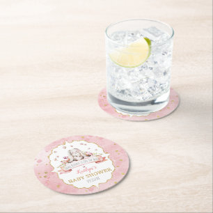 Een konijn is onderweg! paasweekend Baby shower Ronde Kartonnen Onderzetter