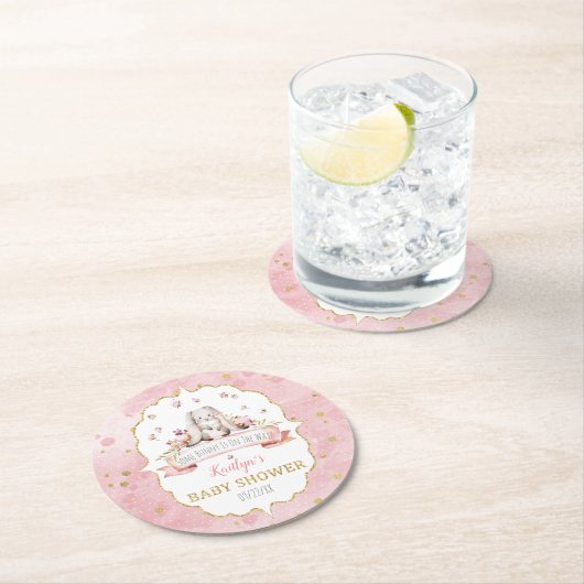 Een konijn is onderweg! paasweekend Baby shower Ronde Kartonnen Onderzetter (Insitu)