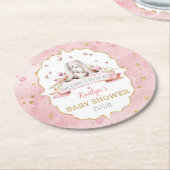 Een konijn is onderweg! paasweekend Baby shower Ronde Kartonnen Onderzetter (Gebogen)