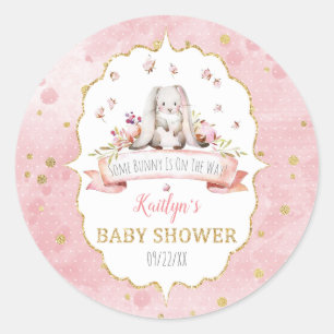 Een konijn is onderweg! paasweekend Baby shower Ronde Sticker
