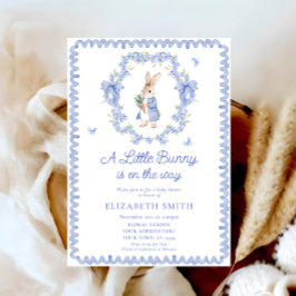 Een Konijn Is Op Weg Jongens Baby Shower Kaart