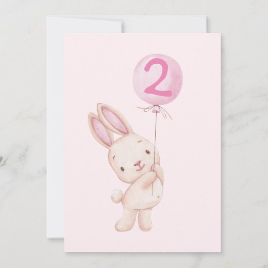 Een konijn is twee! 2e verjaardag meisje roze ball kaart (Achterkant)