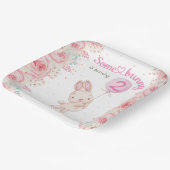 Een konijn is twee! Meisje Roze 2e verjaardag Papieren Bordje (Gebogen)