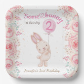 Een konijn is twee! Meisje Roze 2e verjaardag Papieren Bordje (Voorkant)
