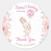 Een konijn is twee! Meisje Roze 2e verjaardag Ronde Sticker (Voorkant)