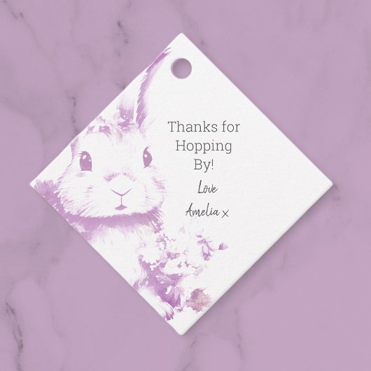 Een konijn komt Baby shower Bedankjes Labels