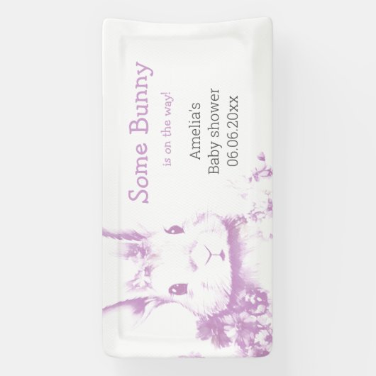 Een konijn komt Baby shower Spandoek (Verticaal)