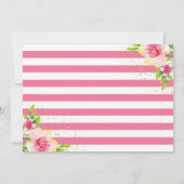 Een Konijn Roze Bloemig Goud Glitter Foto Verjaard Bedankkaart (Achterkant)