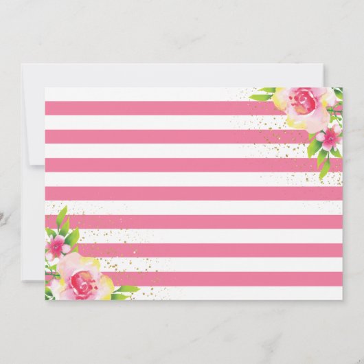 Een Konijn Roze Bloemig Goud Glitter Foto Verjaard Bedankkaart (Achterkant)