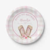 Een konijn verandert een roze meisje papieren bordje (Voorkant)