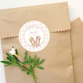 Een konijn verandert een roze meisje ronde sticker