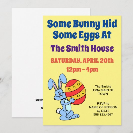Een konijn verstopte eieren paaseierjacht kaart (Voorkant / Achterkant)