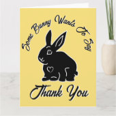 Een konijn wil zeggen dank je macaroon geel bedankkaart (Voorkant)
