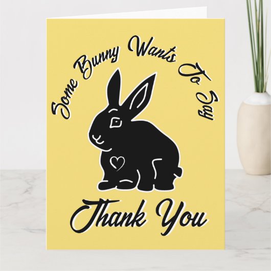 Een konijn wil zeggen dank je macaroon geel bedankkaart (Voorkant)