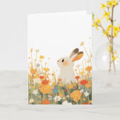 Een Konijn Wild Bloemenveld Kaart (Gele Bloem)