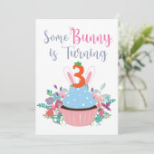 Een konijn wordt 3! kaart (Staand voorkant)