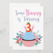 Een konijn wordt 3! kaart (Voorkant / Achterkant)