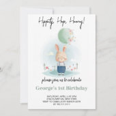 Een konijn wordt een jongen jarig kaart (Voorkant)