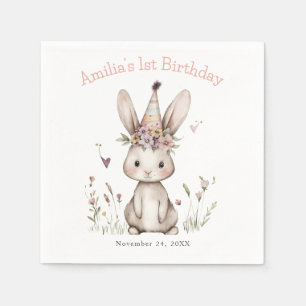 Een Konijn Wordt Eén Schattig 1e Verjaardagsfeestj Servet
