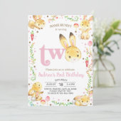 Een konijn wordt twee, meisje 2e verjaardag. kaart (Staand voorkant)