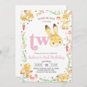 Een konijn wordt twee, meisje 2e verjaardag. kaart (Voorkant / Achterkant)