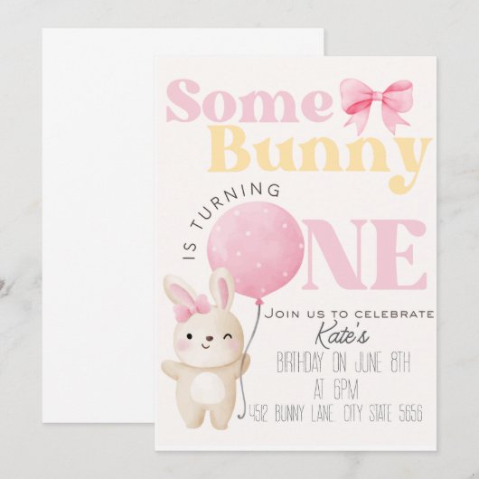 Een konijnenverjaardag kaart (Voorkant / Achterkant)