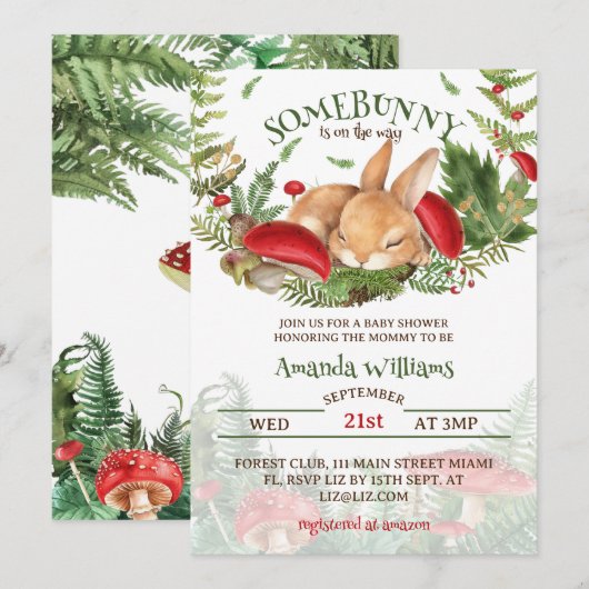 Een konijntje Baby shower Kaart (Voorkant / Achterkant)