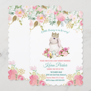 Een Konijntje Bloemige Baby Shower Uitnodiging