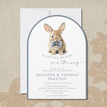 Een Konijntje Elegant Leisteenblauw QR Baby Shower