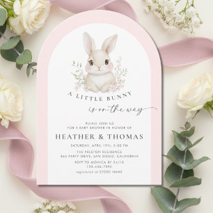 Een Konijntje Elegant Roze Boog Baby Shower Kaart