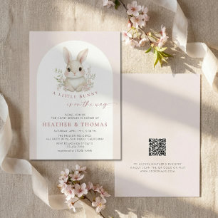 Een Konijntje Elegante Boog Baby Shower Kaart