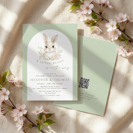 Een Konijntje Elegante Saliegroene Baby Shower Kaart
