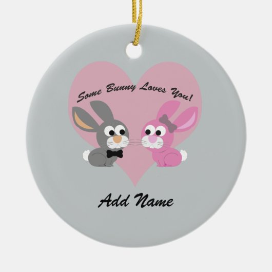Een konijntje houdt van je! keramisch ornament (Voorkant)