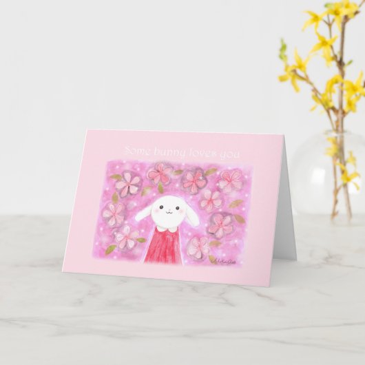 Een konijntje houdt van je konijnenkonijn, ik hou  kaart (Gele Bloem)